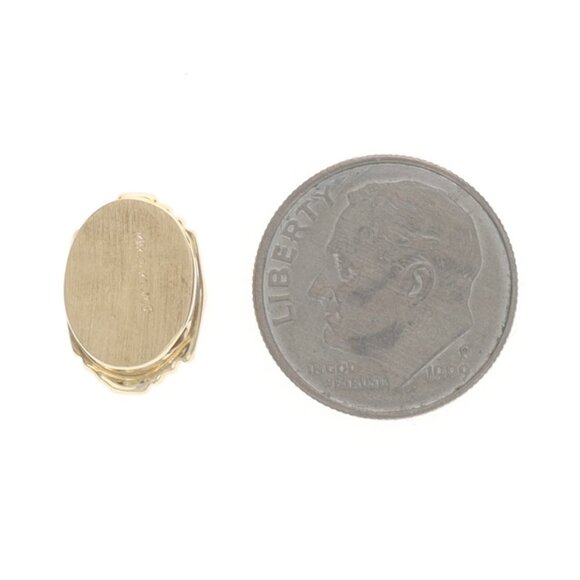 Yellow Gold Blue Topaz Solitaire Slide Charm - 14k Oval - Picture 3 of 4